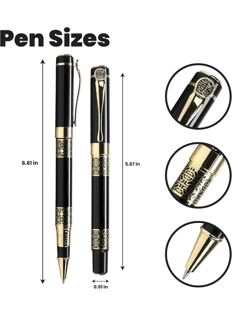 Fountain Pen Set with Gift Box, Refillable High End Business Signature Pen, 0.5MM Classic Metal Pen for Men and Women Writing (Black) - Image 4
